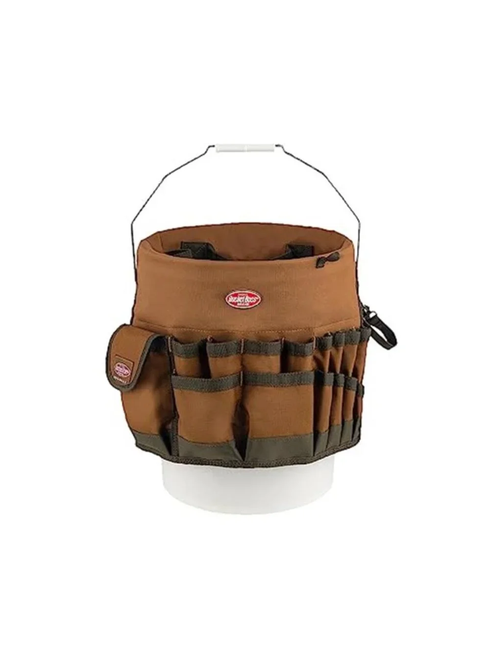 Bucket Tool Organizer 5 Gallon Bucket Caddy Canvas Tool Storage Holder Brown